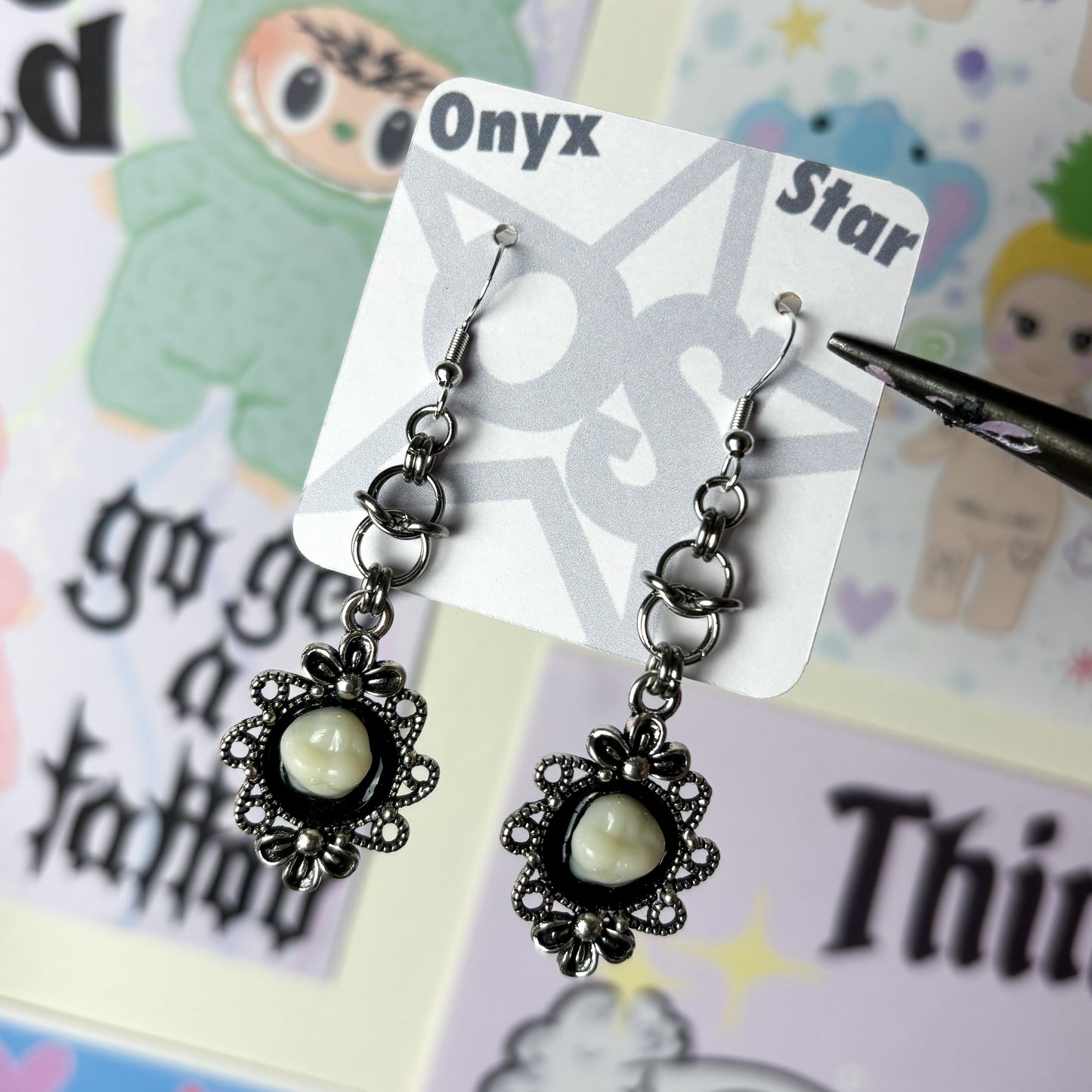 Tooth Pendant ChainMail Earrings