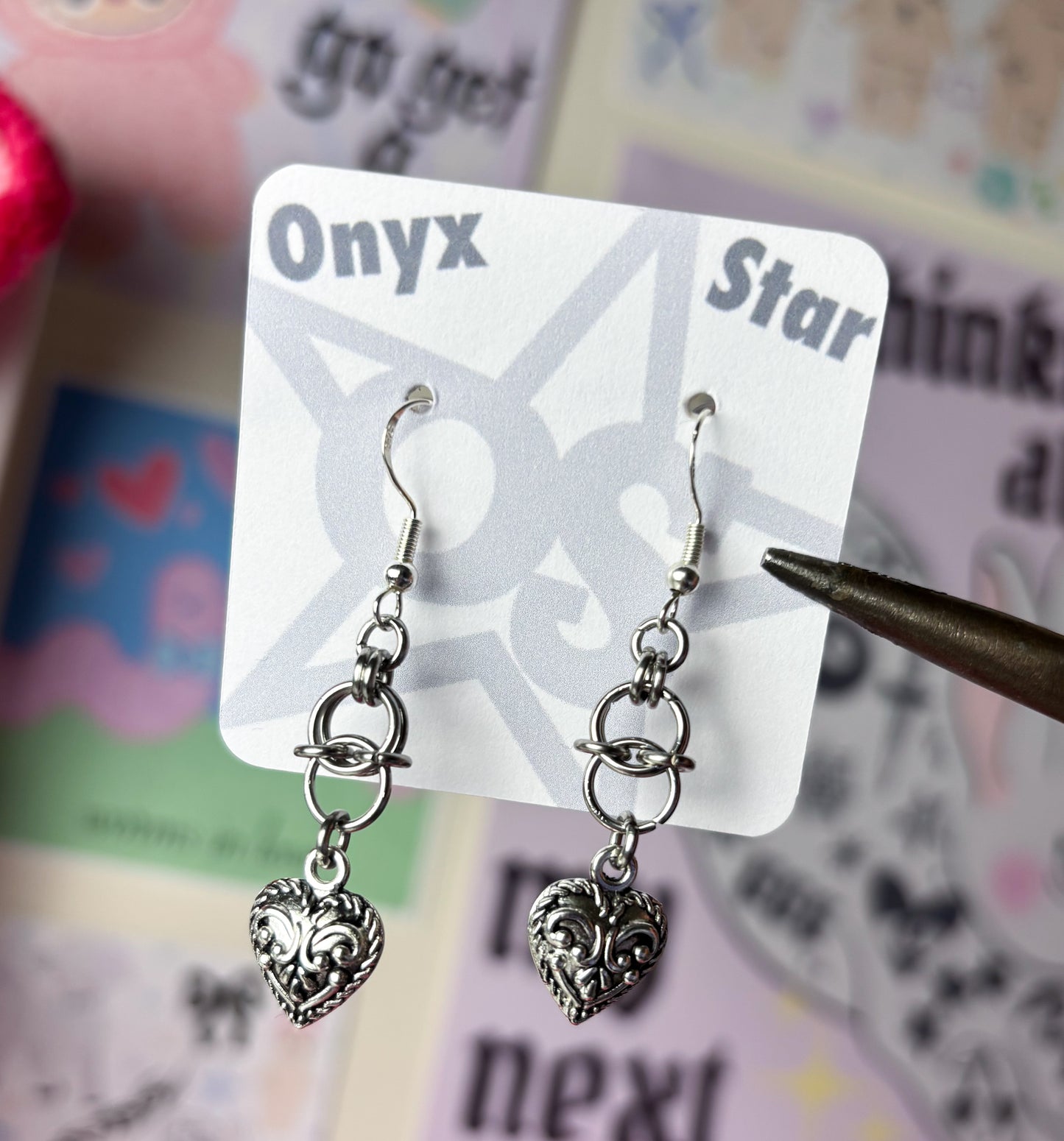 Heart Chainmail Earrings