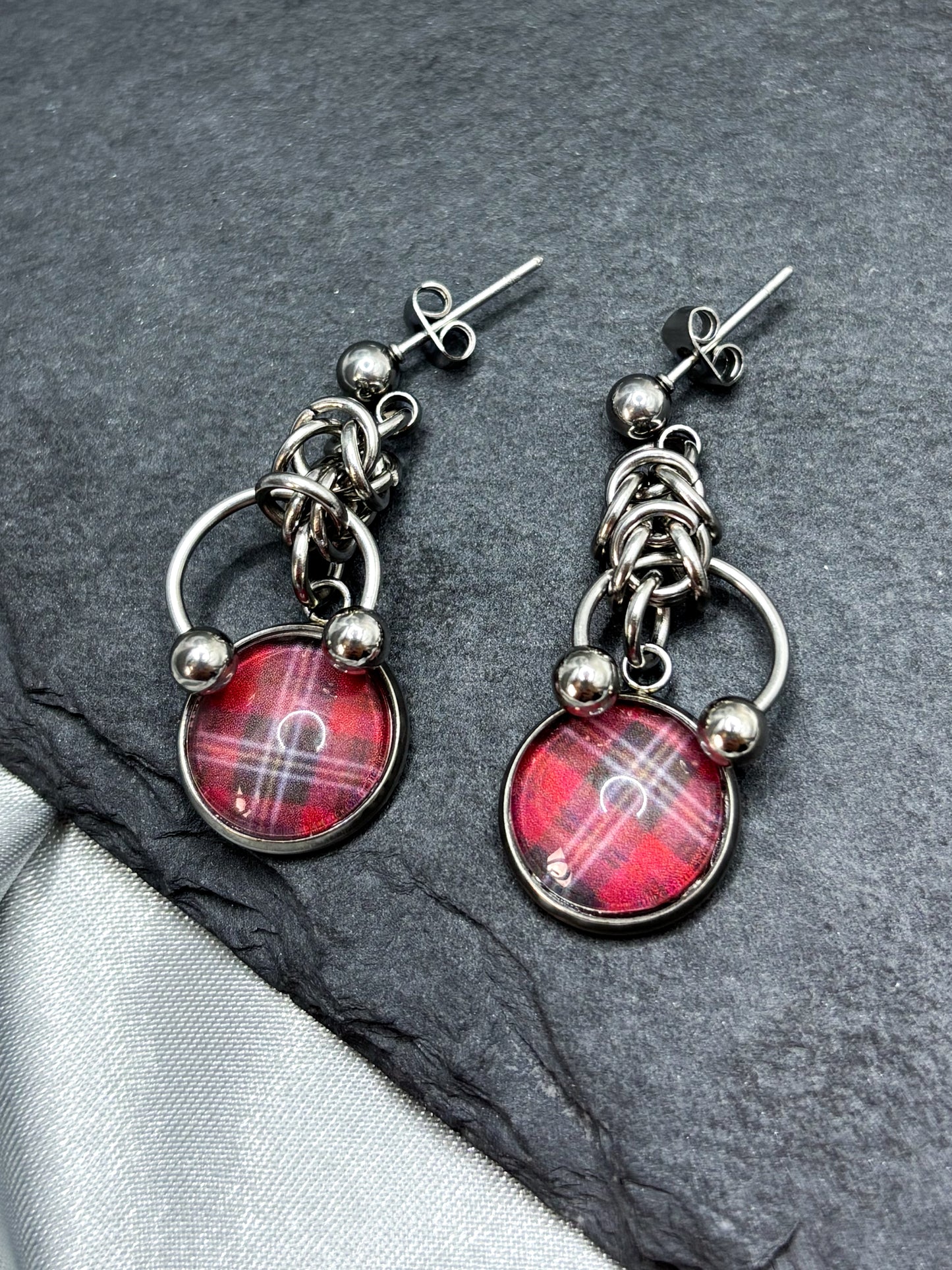 PIERCED TARTAN EARRINGS
