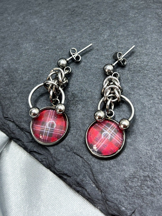 PIERCED TARTAN EARRINGS