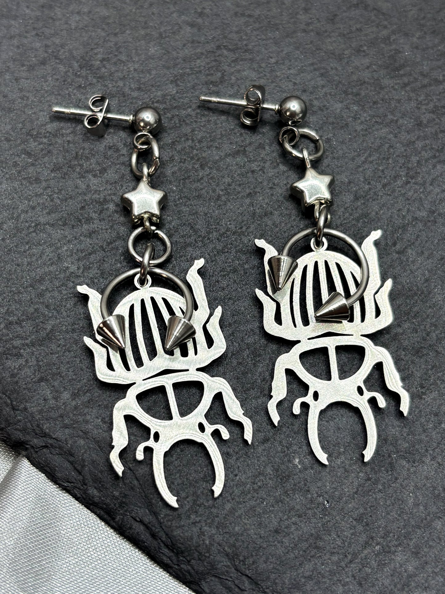 PIERCED BEETLE EARRINGS