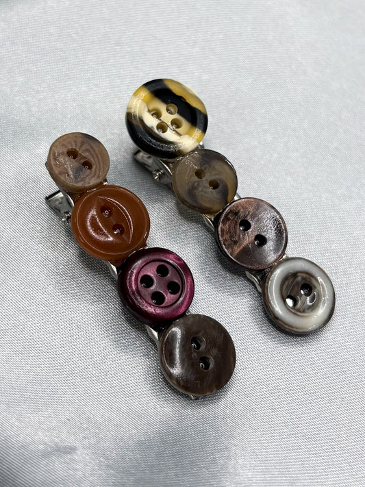 COZY BROWN BUTTON HAIR CLIPS