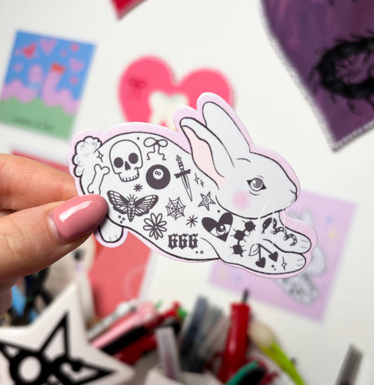 Tatted Bunny Sticker