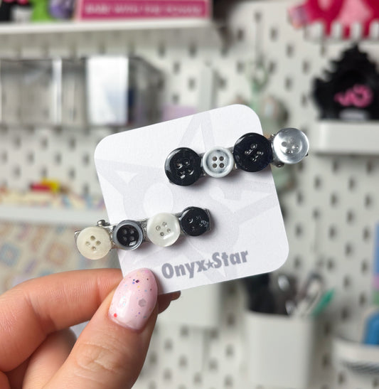 Black and White Button Hair Clips