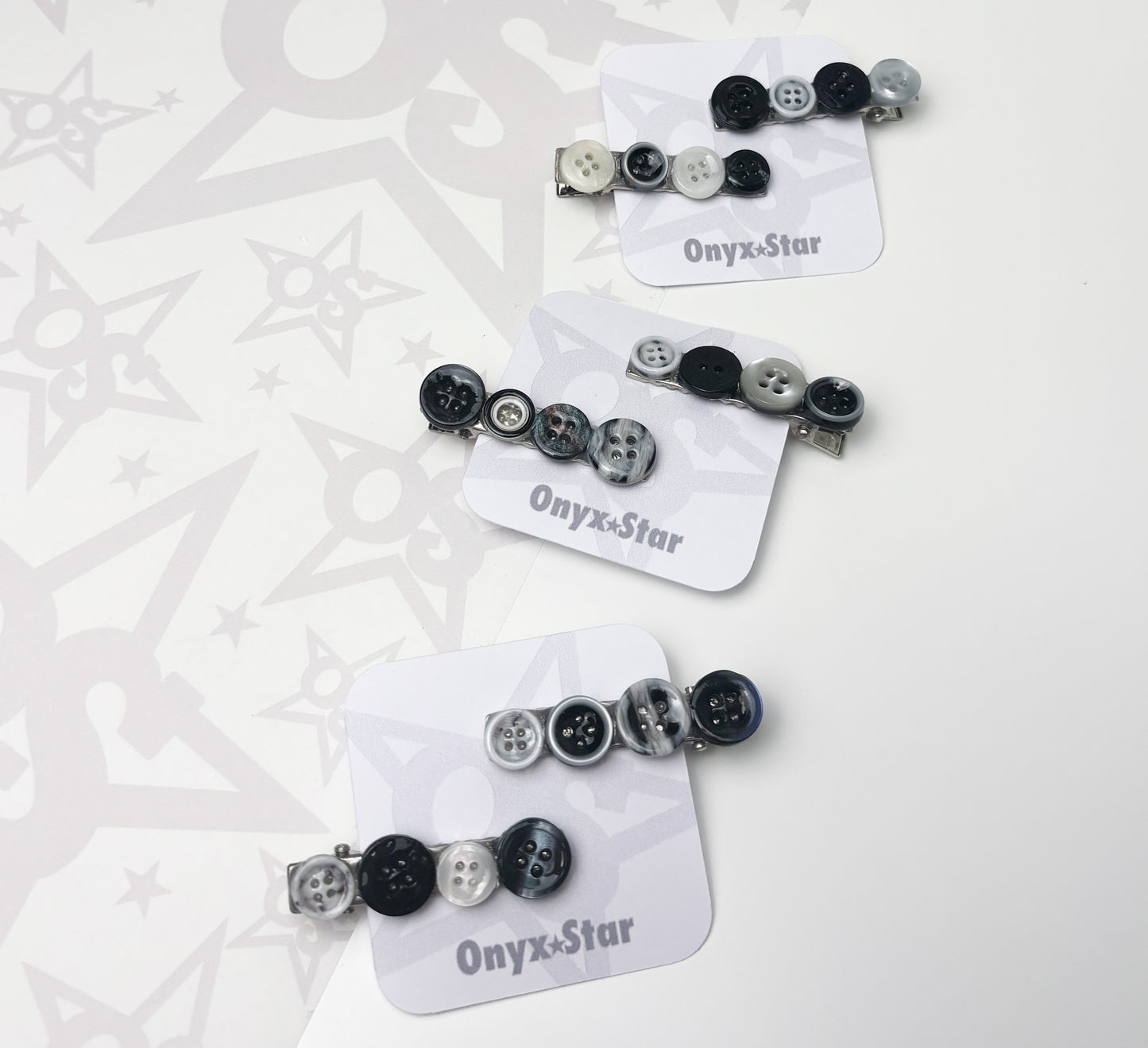 Black and White Button Hair Clips
