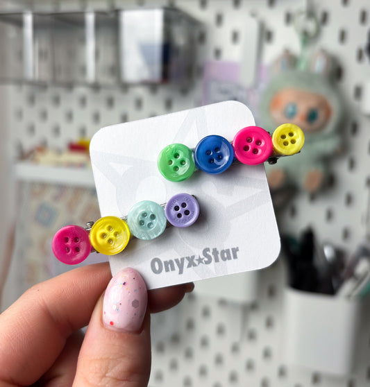 Multicolour Button Hair Clips