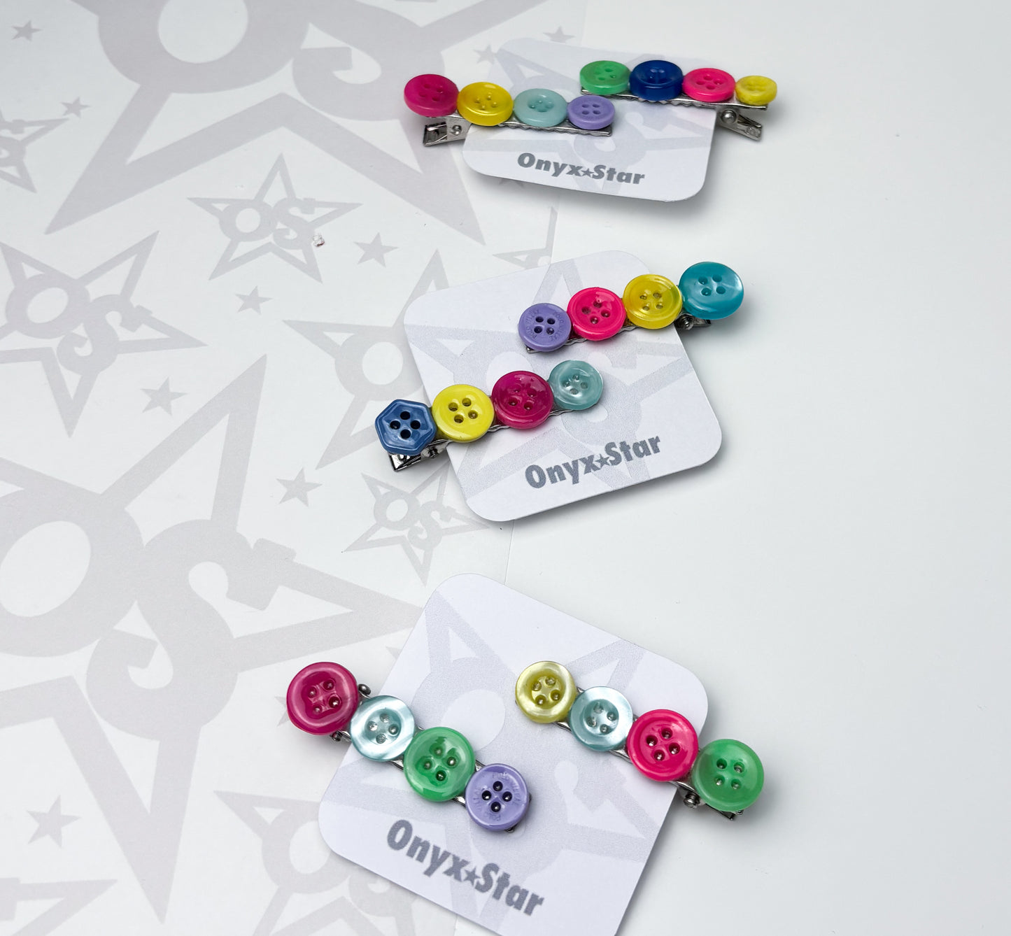Multicolour Button Hair Clips
