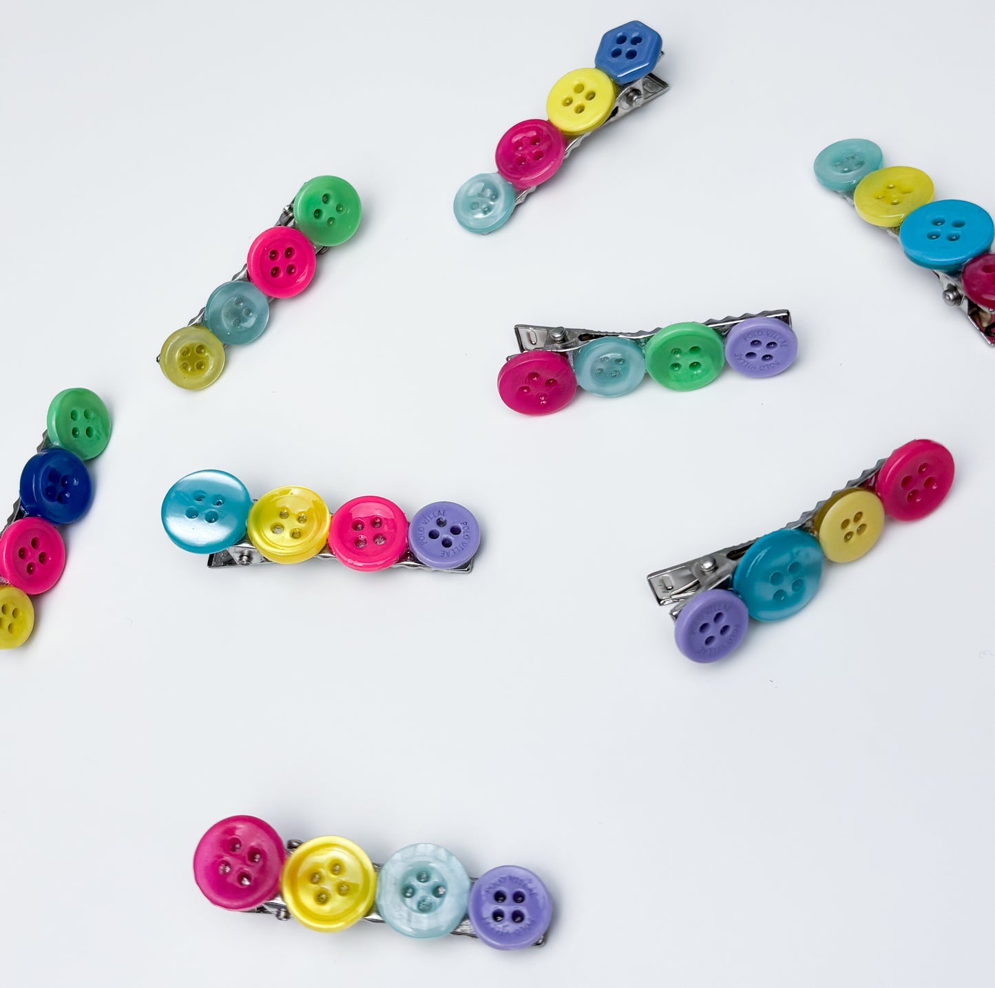 Multicolour Button Hair Clips